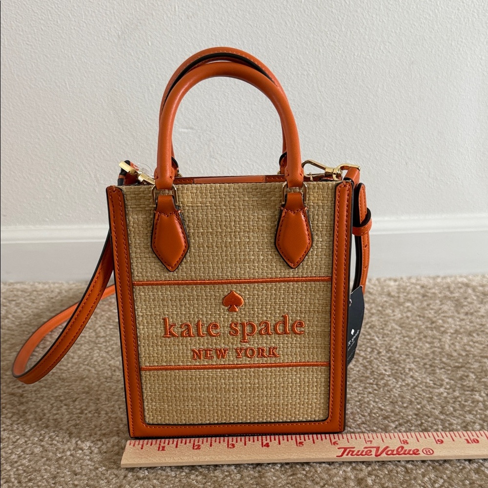 NWT Kate Spade (Ellie Mini) Straw in Orange Satchel MSRP $329